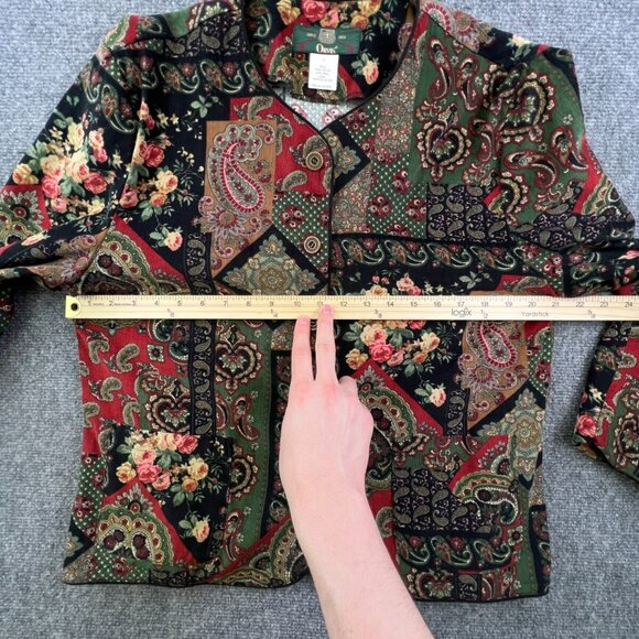 VTG USA ORVIS Women Fine Corduroy Sweater Button Up Size 12 Modal Cotton Paisley - Picture 4 of 13